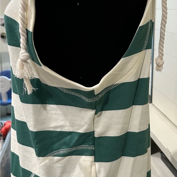 NWT The Greii, boutique brand. Green & white shorts romper. Striped terry romper - Picture 5 of 6